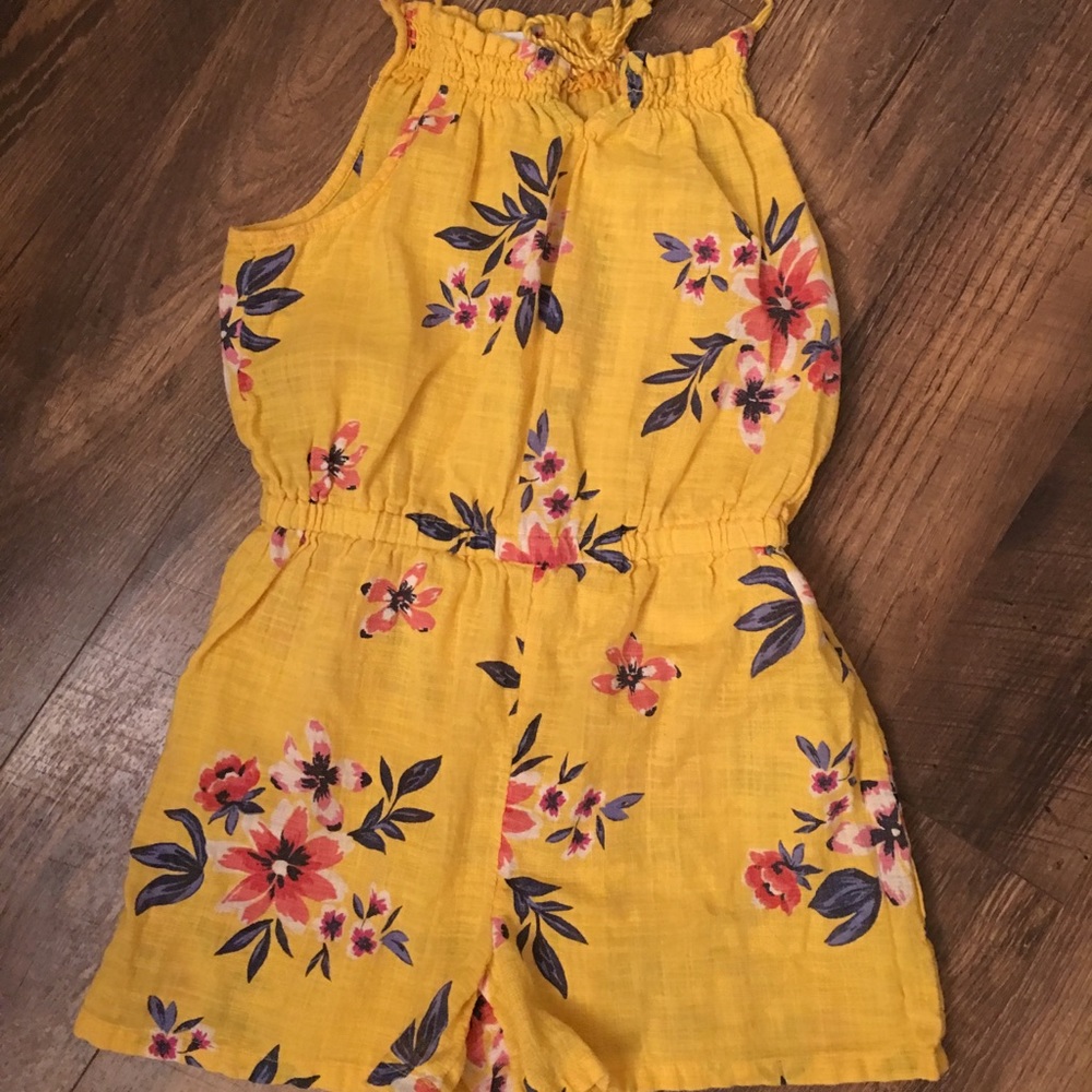 Girls yellow floral romper